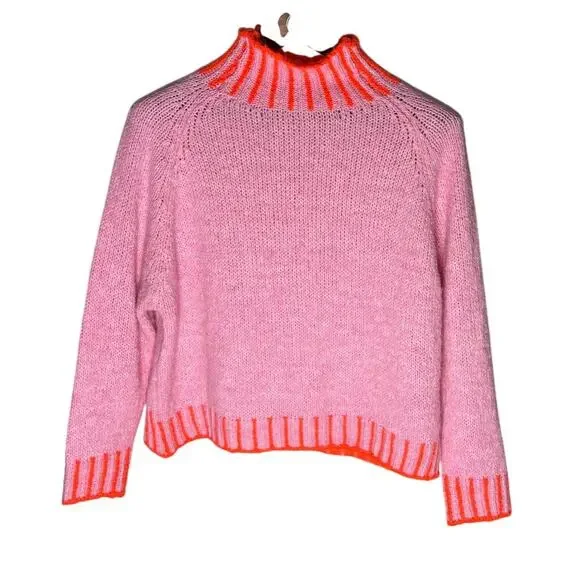 Made in Italy Pink Wool Blend Mock Neck Sweater - Picture 1 of 4